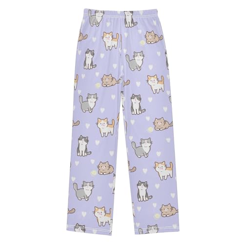 Boys' Pants Cute Cartoon Cat Animal Long Bottoms Jogger Pants Elastic Waist Trousers with Pockets S-XL