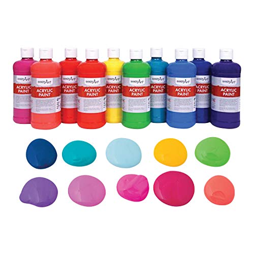 Fun Express Tropical Acrylic Paint Set, 10 Colors, 16 oz