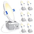 Ensenior 6 Pack 6 Inch Ultra-Thin LED Recessed Ceiling Light with Junction Box, 3000K/4000K/5000K Selectable, 12W 110W Eqv, Dimmable, 1050LM High Brightness - ETL and Energy Star Certified