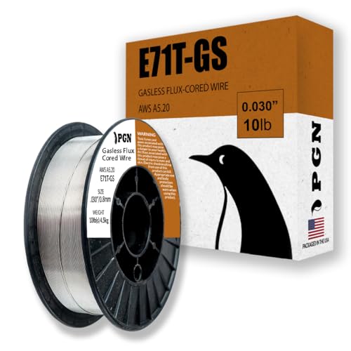 Image of PGN Flux Core MIG Wire - E71T-GS - 0.030 Inch, 10 Pound Spool - Gasless Mild Steel MIG Welding Wire with Low Splatter - For All Position Arc Welding and Outdoor Use