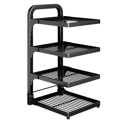 Estante ajustable resistente para ollas y sartenes, organizador de utensilios de cocina que ahorra espacio para armarios, ideal para sartenes de hierro fundido y acero al carbono, maximiza el