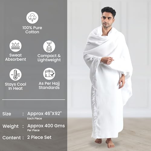 Honeycomb Weave Ihram for Men – 100% Cotton, Breathable, Quick Dry, Lightweight – Hajj & Umrah - Image 3