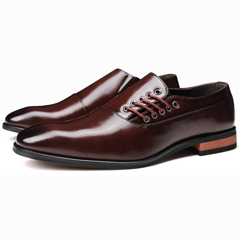 Mens Dress Oxford French Leather Prom Casual Business Non Slip Block Heel Anti-Slip Slip Resistant Dress Classic Lace Up Cap Toe Design2