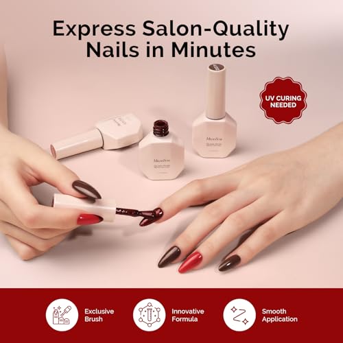 Image of MelodySusie Red Brown Gel Nail Polish Set - 6 Colors Burgundy Red Glitter Beige Brown Soak Off UV LED Gel Polish Gift for Women Nail Art Manicure Salon DIY Nail Design Decoration at Home