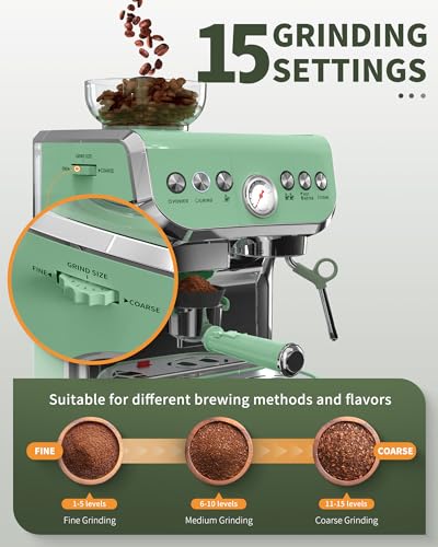 Amaste-Espresso-Machine-with-Grinder-15-Bar-Espresso-Machine-with-Steam-Wand-for-Latte-and-Cappuccino-68Oz-Water-Tank-Pre-Infuse-Brewing-Espresso-Coffee-Maker-for-Home-Use-Barista-Kit-Green Amaste Espresso Machine with Grinder 15 Bar Espresso Machine with Steam Wand for Latte and Cappuccino 68Oz Water Tank Pre Infuse Brewing Espresso Coffee Maker for Home Use Barista Kit Green