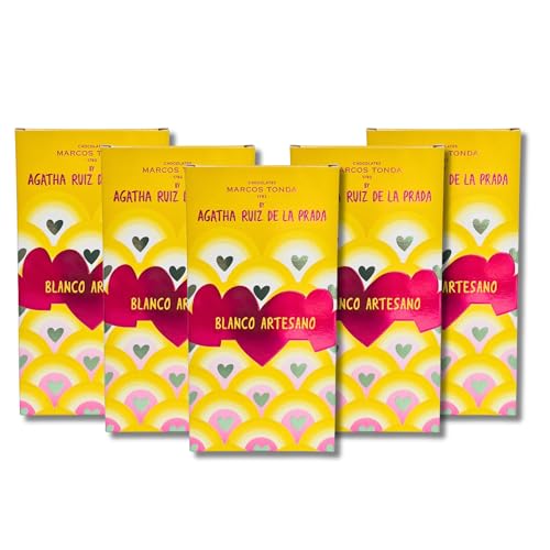 Chocolates Marcos Tonda & Agatha Ruiz De La Prada - Pack 5 Uds | Chocolate Blanco Artesano 500g | Chocolates Originales Para Regalar | Diseño Exclusivo Agatha Ruiz De La Prada