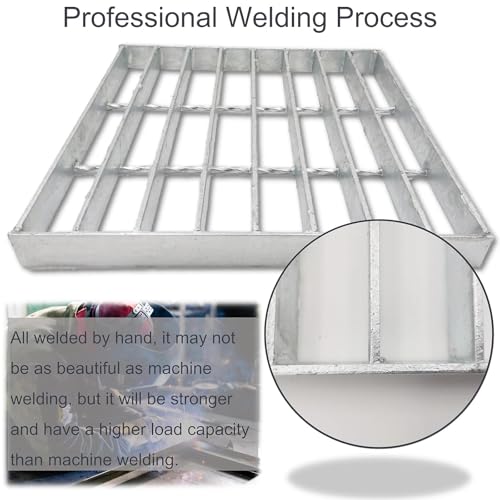 Image of Galvanized Steel Drain Grate, Driveway Channel Cover 12x12 in