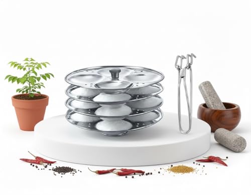 Support à idlis BRACOP avec 4 assiettes rondes en acier pour cuiseur vapeur