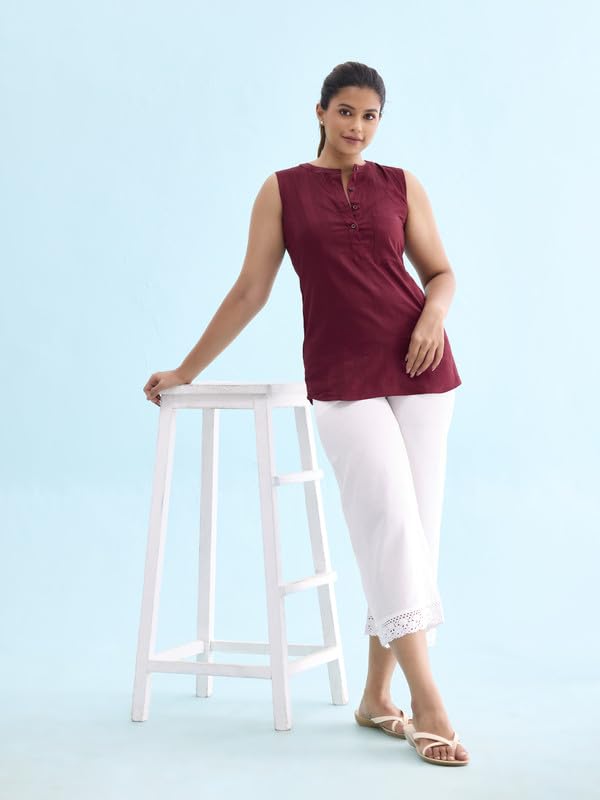 Image of GO COLORS Soft Linen Wide Pant Full Length for Women| Breathable, Mid Rise
