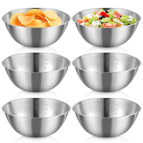 SUNOYA Cul De Poule Inox, Bols Mélangeurs En Acier Inoxydable, Bol Inox, Saladiers, Bols À Mélanger, Saladier Inox Avec Balance Pour Mélanger Salade De...
