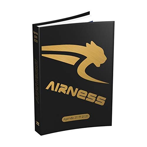 AIRNESS Agenda Scolaire Aout 2020 - Juillet 2021 Journalier Format 12x17cm Couverture Noire et Or