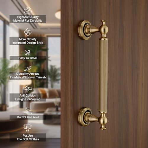 Image of LAPO 9 Inch Main Door Pull Handle | Antique Finish Stainless Steel Alloy | 8 Inch Hole to Hole | Stylish & Durable Door Handle for Wooden, Glass & Metal Doors | Pack of 1 | 3-Year Warranty