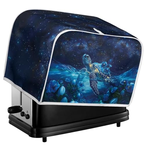Image of Talayituse Galaxy Turtle Flower Print 2 Slice Toaster Covers Dust Protection Bread Maker Covers Toaster Oven Cloth Cover Kitchen Accessories Washable Appliance Cover, S
