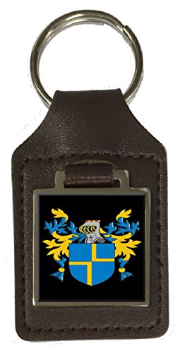 Porte-clé Lyon blason héraldique cuir marron, idée cadeau souvenir