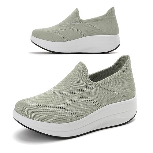 Image of RUIDENG Loafers for Women Comfortable | Women's Walking Shoes Everyday Working | 2 Inch Rocker Bottom
