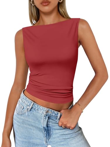 【Caratteristiche di design】Questo top donna presenta un design a collo barca che mette in risalto spalle e clavicole, elegante e semplice allo stesso tempo. La corte corta aderente con dettagli di pieghe fini esalta le curve del corpo, rendendolo sexy e snellente.