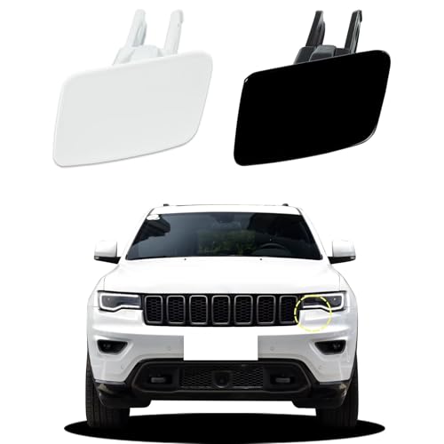 Goholy Car Front Bumper Headlight Washer Cover Compatible with Jeep Grand Cherokee 2016 2017 2018 2019 2020 2021 5XL50TZZAA 5XL51TZZAA Water Spray Cover White Left Driver Side