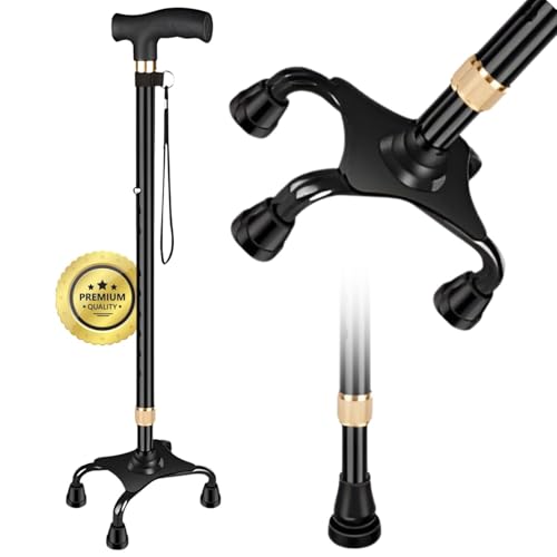 OrtoPrime Bastón 4 Patas Ergonómico Bastón Cuadrípode   Bastones para Mayores Regulables   Bastones Ortopédicos Mujer Y Hombre Baston Anciano  Bastones para Caminar Modernos Baston con Cuatro Apoyos
