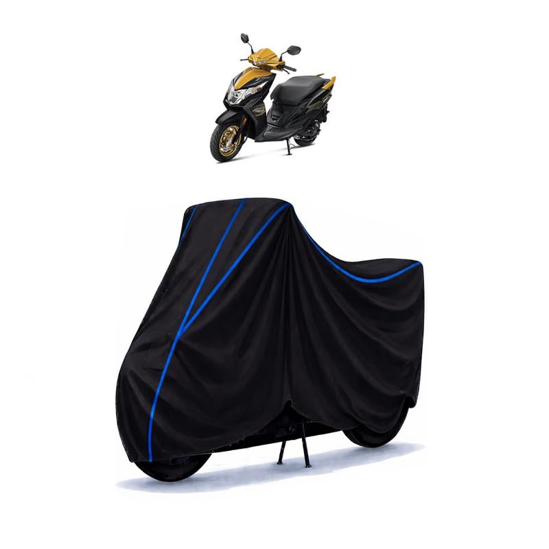 Image of Scooty Cover Water Resistant for Dio STD | Universal Scooter & Bike Cover | Heavy Duty UV Protection | Dust, Rain & Scratch Protection | Elastic Fit All Weather Indoor Outdoor | Black with Blue Piping