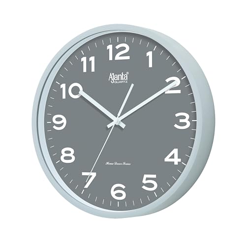 Image of Ajanta Home Decor Clock 12 Inch (305mm) Grey | Luxury Silent Sweep Wall Clock for Office Living Room Bedroom | Stylish Model 10047