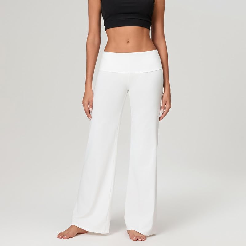 DSORVICD Women Fold Over Leggings Low Rise Wide Leg Flared Sweatpants Lounge Yoga Pants Back to School Clothes for Teens - Image 2