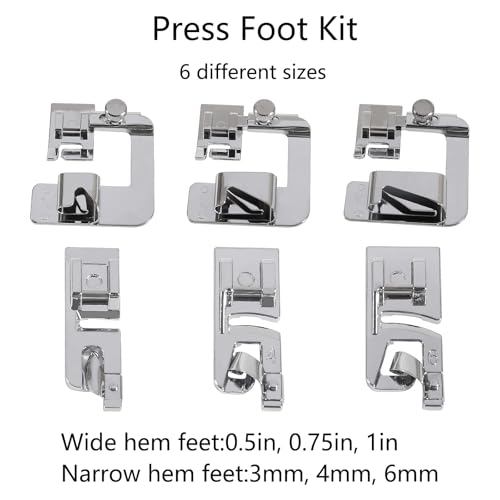 Set de 6 Pies Dobladillo Enrollado para Máquina de Coser miniatura 5