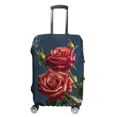 Luggage Covers Anti-Scratch Suitcase Cover Shabby Chic Roses Washable Elastic Suitcase Protector Travel Luggage Protector Covers Carry On Luggages Cover L (26-28 inches)