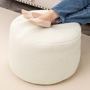 Round Pouf Ottoman 20" x 20" x 14"Inches Boho Poof Home Decor Floor Pouffe Ottoman Foot Rest for Couch Sofa Bean Bag Ottoman Chairs Living Room Bedroom (Ivory) Round Pouf Ottoman 20 x 20 x 14Inches Boho Poof Home Decor Floor Pouffe Ottoman Foot Rest for Couch Sofa Bean Bag Ottoman Chairs Living Room Bedroom Ivory