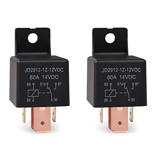 Ehdis 2 Pack 5 Pin Jd2912 1z 12vdc 80a 14vdc Spdt Truck Boat Van Vehicle Automotive Car Relay 12v Switch