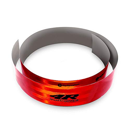 4R Quattroerre.it 32283 Klebefolie, zugelassen, reflektierend, 3 m, für Fahrzeuge, Rot, 50 mm x 1 m