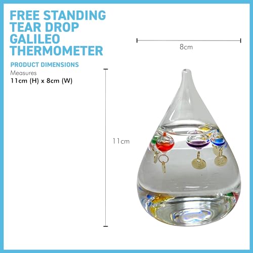 Galileo-Thermometer in Tropfenform freistehend