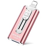 SCICNCE 128GB Flash Drive Intended for iPhone, USB Memory Stick Storage Backup for Photos Videos, Plug and Play No APP Required, Compatible with iPhone iPad Android and Computers (Dark Pink)