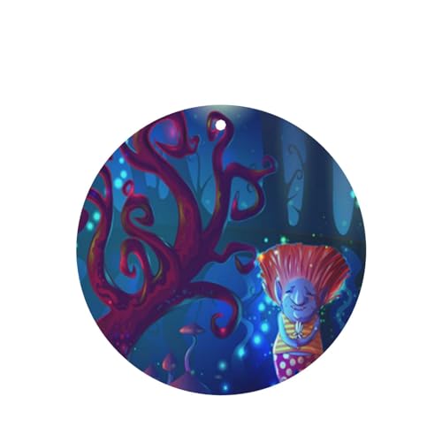 吊り下げ式車用芳香剤カード 2枚パック - 長持ちする吊り下げ式アロマセラピーカード (ラベンダーの香り) 車、自宅の寝室、ワードローブ、靴箱などに最適。ユニセックス (ダークマジック、魔法の森、木、キノコ、池、コウモリ)