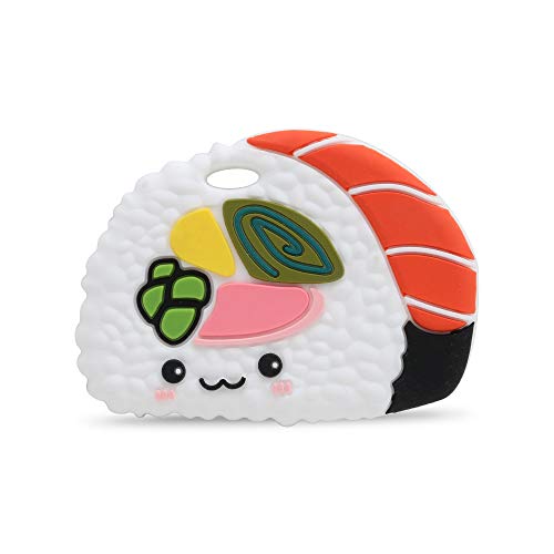 Image of Baby Food Grade Silicone Teether Toy with Pacifier Clip Holder,Teething Toys Gift Set for 3 Months+ Boys and Girls,Freezer Safe,BPA Free. (Sushi)