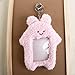 Zhuluck 2Pcs Cute Plush Photocard Holder with Keychain, Cartoon Rabbit Cat Photo Sleeve Cartoon Plush Photo Sleeve Protective Case Photo Albums, Frames Accessories (Pink+White)