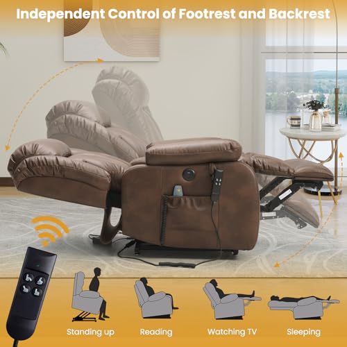 Image of Dual Motor Infinite Position Lay Flat Power Lift Recliner Chair for Elderly