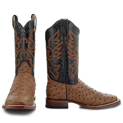 Soto Boots Women's Ostrich Print Cowgirl Boots M8002 (Tan,8.5)