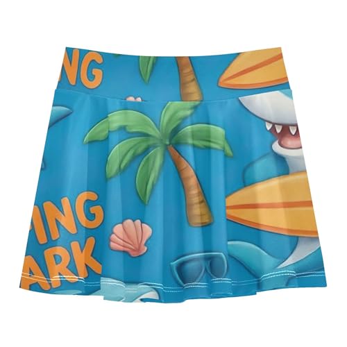 Cute Cartoon Sharks Blue Athletic Shorts Girls Skorts Tennis Skirts Toddler Preppy Butterfly 3t