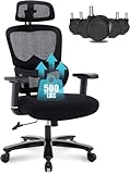 Ergonomic Office Chair, High Back Desk Chair 500lbs, Big and Tall Office Chair with Heavy Duty Metal Base, Dynamic Lumbar Support, Adjustable Armrest and 2D Headrest Mesh Chair for Long Desk Work
