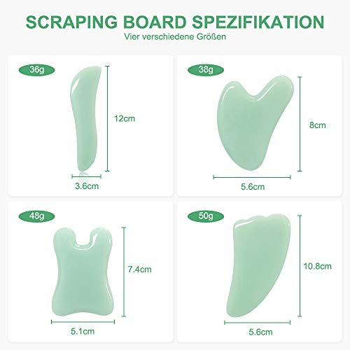 Guasha Massagewerkzeug, 4 PCS Stein Gua Sha Brett, Guasha-Kratzmassageset für die SPA-Akupunktur Physiotherapie Muskelknoten Gesichtspflege-Behandlung Gewebe Lymphdrainage - Image 7