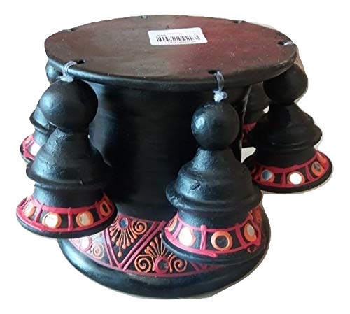 Shabana Art Potteries Solid Terracotta Decorative Uruli (Stand :6 Inch, Dia:6 Inch, Bowl   :11.5X3 Inch, Black), 750 ML - Image 3 thumbnail