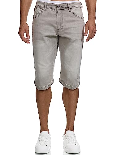 Indicode Herren Jaspar Jeans Shorts mit 5 Taschen | Herrenshorts Used Look für Männer Lt Grey, L