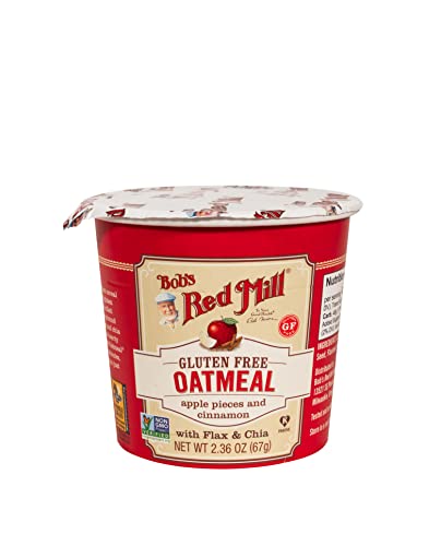Bob's Red Mill Gluten Free Oatmeal Cup, Apple pieces and Cinnamon with Flax and Chia, 2.36 oz