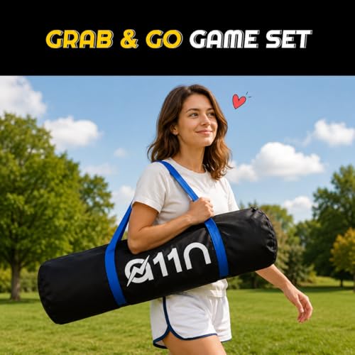 Image of A11N SPORTS Outdoor Volleyball and Badminton Combo Set - Includes Adjustable Height Anti-Sag Net, Volleyball, Air Pump, 4 Badminton Rackets, 2 Shuttlecocks, Boundary Line Marker, and Carrying Bag