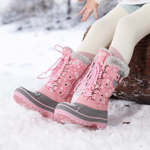 Dream Pairs D194-7B1DD04-H67KJ-03FFT2-0 Kids Insulated Waterproof Warm Winter Snow Boots Pink Kriver-1 Size 13 Little Kid thumb #4
