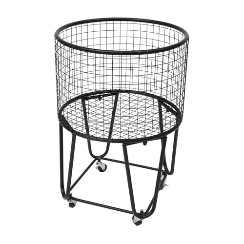 Image of Wire Metal Deep Set Rolling Laundry Basket,Wire Laundry Basket With Wheels