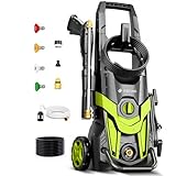 High Pressure Washer 4300PSI with 4 Quick Connect Nozzles, Inlet Hose & Filter& Foam Cannon for Cars/Fences/Driveways/Home Cleaning, Green