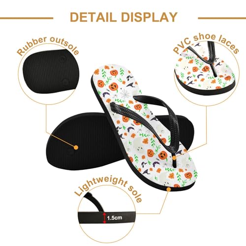 Burbuja Boo Pumpkins Flip Flops for Women Men, Soft Thong Sandals Rubber Slippers for Pool Beach Essentials3