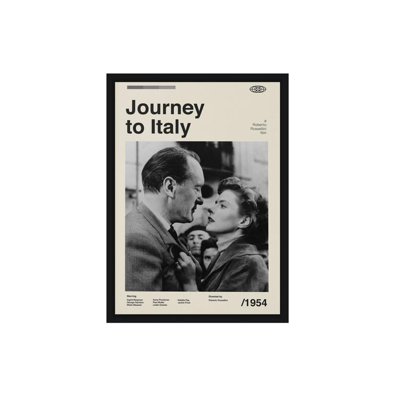 Image of BLINKART Journey To Italy Movie Poster Frame 8x12 Inch | Premium 300 GSM Paper Wall Print | Mid Century Vintage Film Artwork for Home, Bedroom, Living Room, Office | Framed Photo Decor