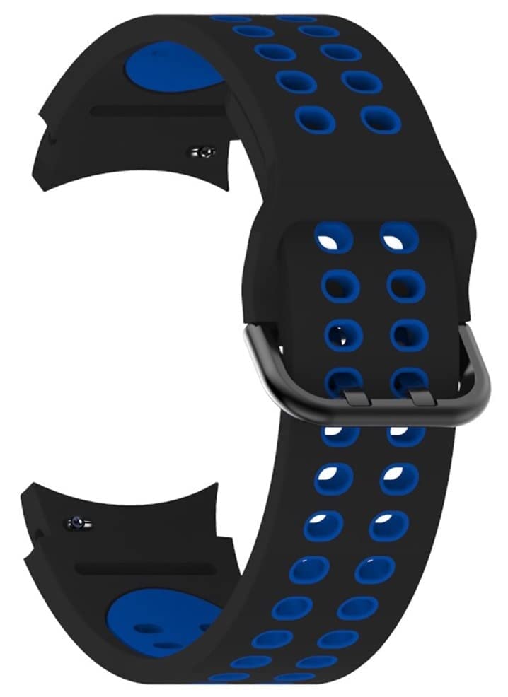 Image of FOLX FAG05 Sport Ni-ke Airhole Silicone Strap Compatible for Samsung Galaxy Watch 4 Band & Galaxy Watch 5 Band 44mm 40mm /Watch 5 Pro Bands 45mm /Galaxy Watch 4 Classic Bands 46mm 42mm,20mm Sport Strap Wristbands for Men Women Unisex (BLACK & BLUE)